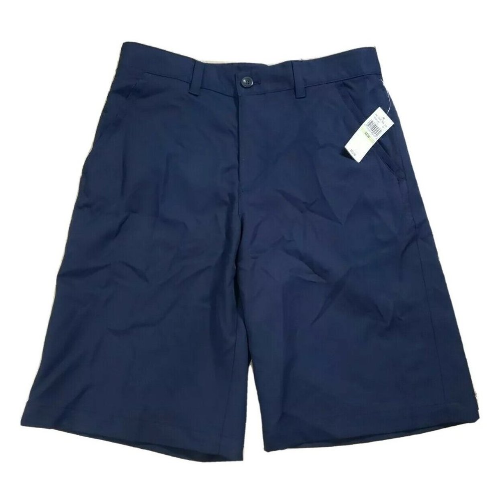 NEW - IZOD Golf 30 Classic Fit Performance Wick Shorts Flat Front Blue Chino NWT